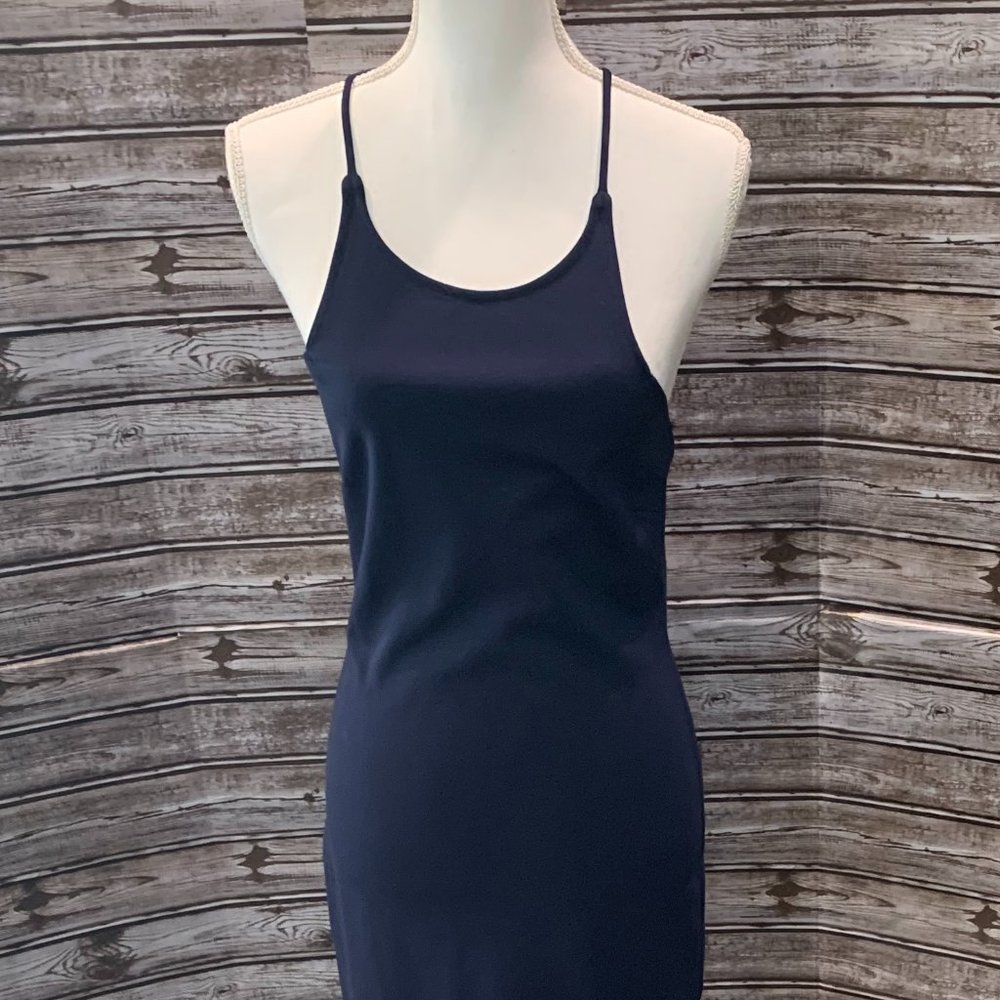 MONTEAU Navy Blue Sleeveless Halter Dress NWT - Picture 2 of 9